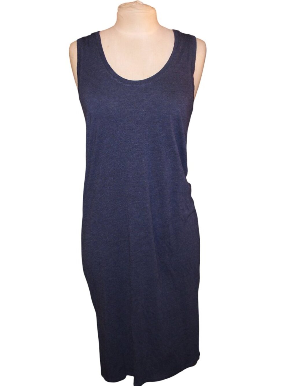 Madewell Navy Blue Jersey Tank Dress S Midi Side Slit Heathered Minimalist